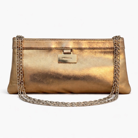kate spade Handbags - Kate Spade Vintage Gold Metal Framed Clutch with Chain Strap
